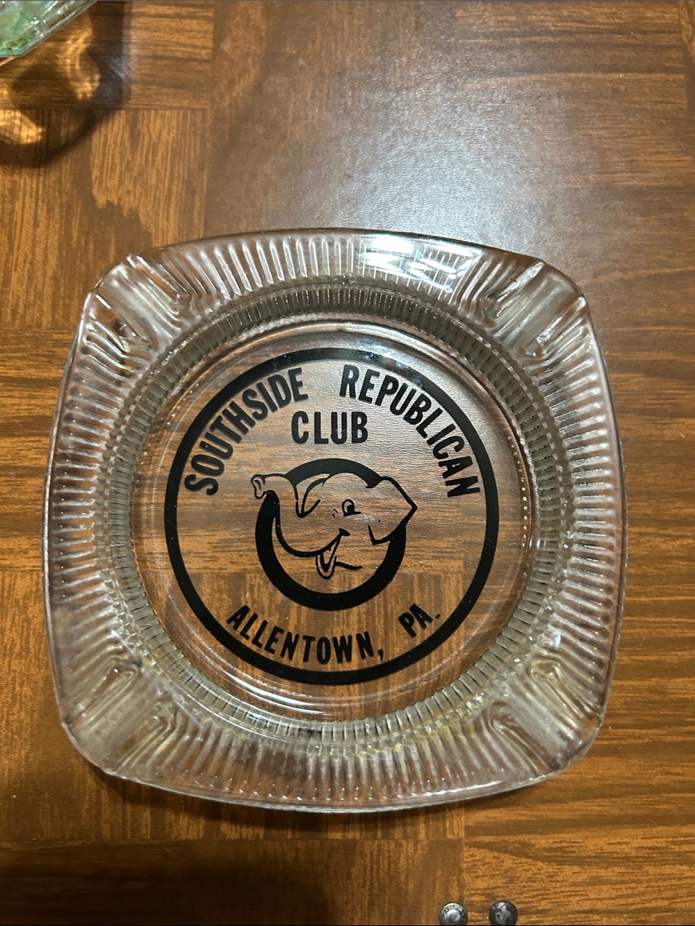 Southside Republican Club Allentown PA Clear Glass Ashtray